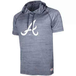 Men's Stitches Heathered Navy Atlanta Braves Raglan Short Sleeve Pullover Hoodie -Tek Gear Shop 4028261 ALT2