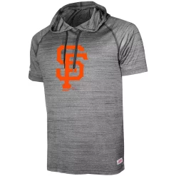 Men's Stitches Heathered Black San Francisco Giants Raglan Short Sleeve Pullover Hoodie -Tek Gear Shop 4076785 ALT2