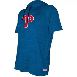 Men's Stitches Heathered Royal Philadelphia Phillies Raglan Short Sleeve Pullover Hoodie