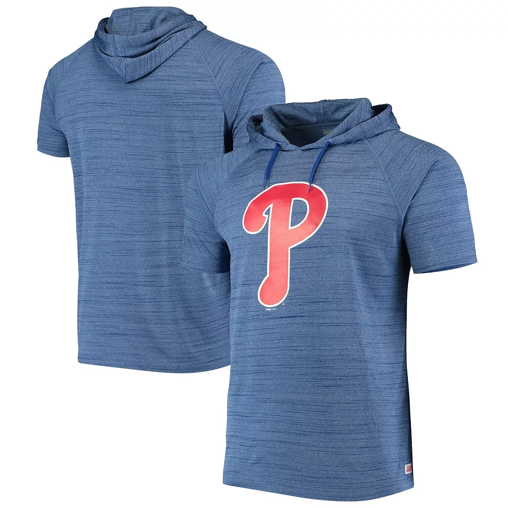 Men's Stitches Heathered Royal Philadelphia Phillies Raglan Short Sleeve Pullover Hoodie 4 Men's Stitches Heathered Royal Philadelphia Phillies Raglan Short Sleeve Pullover Hoodie - Image 2