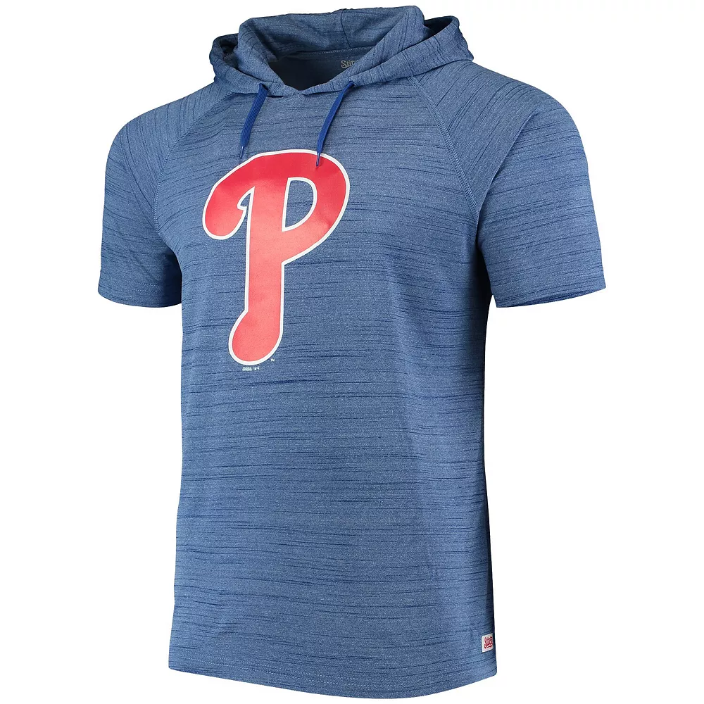 Men's Stitches Heathered Royal Philadelphia Phillies Raglan Short Sleeve Pullover Hoodie 5 Men's Stitches Heathered Royal Philadelphia Phillies Raglan Short Sleeve Pullover Hoodie - Image 3