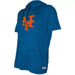 Men's Stitches Heathered Royal New York Mets Raglan Short Sleeve Pullover Hoodie