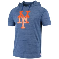 Men's Stitches Heathered Royal New York Mets Raglan Short Sleeve Pullover Hoodie -Tek Gear Shop 4384819 ALT2