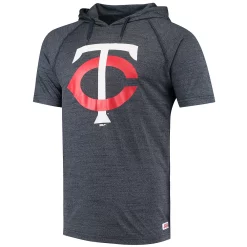 Men's Stitches Heathered Navy Minnesota Twins Raglan Short Sleeve Pullover Hoodie -Tek Gear Shop 4613959 ALT2