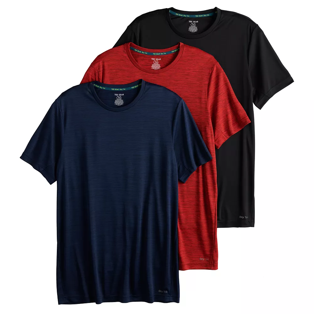 Big & Tall Tek Gear® 3-Pack Dry Tek Tees 3 Big & Tall Tek Gear® 3-Pack Dry Tek Tees