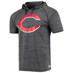 Men's Stitches Charcoal Cincinnati Reds Raglan Short Sleeve Pullover Hoodie -Tek Gear Shop 5006484 ALT2