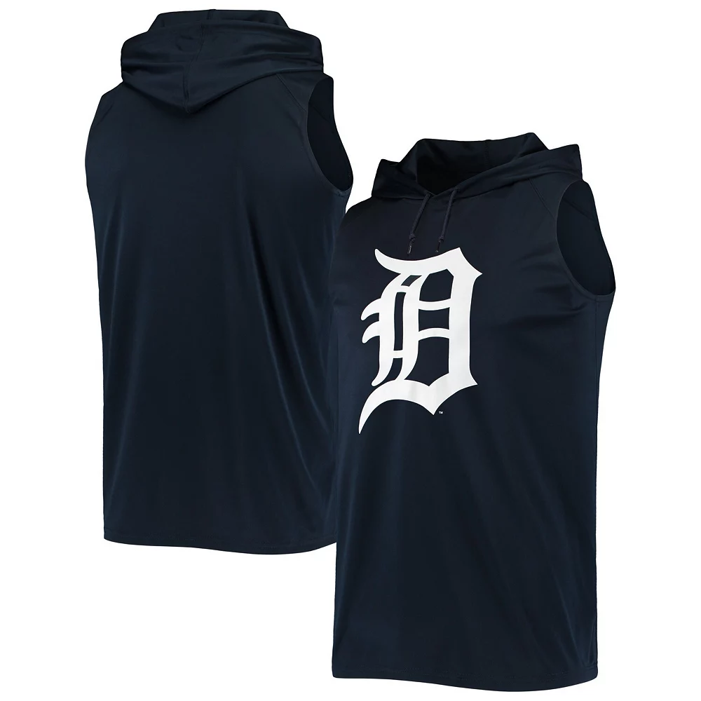 Men's Stitches Navy Detroit Tigers Sleeveless Pullover Hoodie 3 Men's Stitches Navy Detroit Tigers Sleeveless Pullover Hoodie