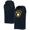 Men's Stitches Navy Milwaukee Brewers Sleeveless Pullover Hoodie -Tek Gear Shop 5007054