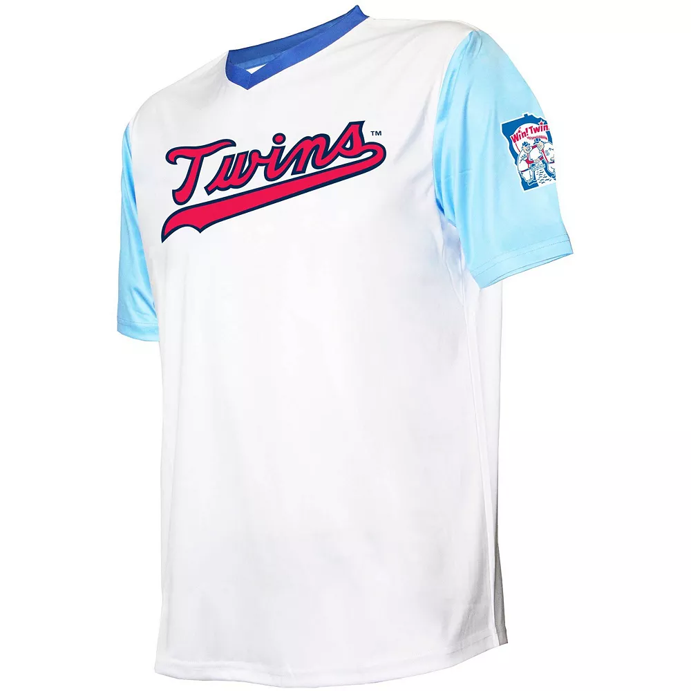 Men's Stitches White Minnesota Twins Cooperstown Collection Wordmark V-Neck Jersey 3 Men's Stitches White Minnesota Twins Cooperstown Collection Wordmark V-Neck Jersey