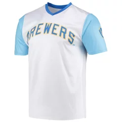 Men's Stitches White Milwaukee Brewers Cooperstown Collection Wordmark V-Neck Jersey -Tek Gear Shop 5040051 ALT2