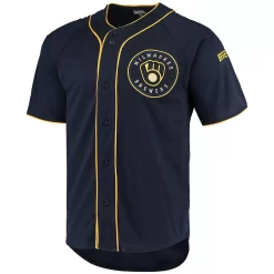 Men's Stitches Navy Milwaukee Brewers Team Color Full-Button Jersey -Tek Gear Shop 5052585 ALT2