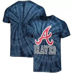 Men's Stitches Navy Atlanta Braves Spider Tie-Dye T-Shirt