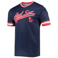 Men's Stitches Navy/Red Boston Red Sox Cooperstown Collection V-Neck Team Color Jersey -Tek Gear Shop 5380727 ALT2