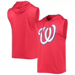 Men's Stitches Red Washington Nationals Sleeveless Pullover Hoodie
