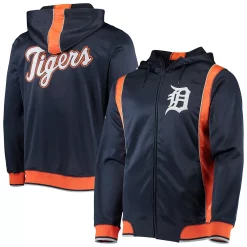 Men's Stitches Navy/Orange Detroit Tigers Team Full-Zip Hoodie