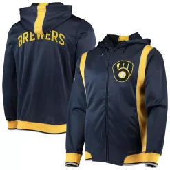 Men's Stitches Navy/Gold Milwaukee Brewers Team Full-Zip Hoodie