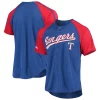 Men's Stitches Royal Texas Rangers Button-Down Raglan Replica Jersey