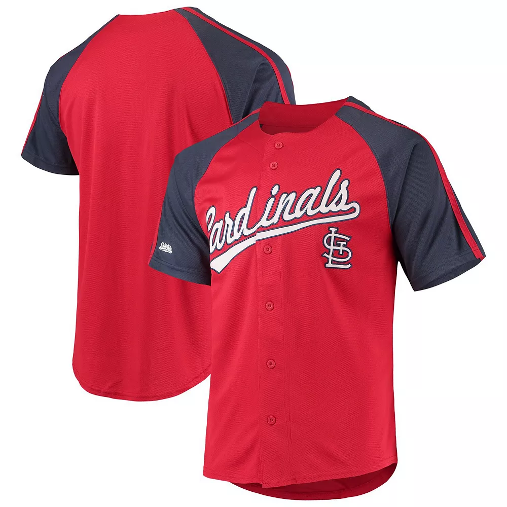 Men's Stitches Red St. Louis Cardinals Button-Down Raglan Replica Jersey 4 Men's Stitches Red St. Louis Cardinals Button-Down Raglan Replica Jersey - Image 2