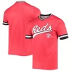 Men's Stitches Red/Black Cincinnati Reds Cooperstown Collection V-Neck Team Color Jersey -Tek Gear Shop 5411951