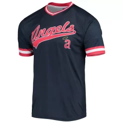 Men's Stitches Navy/Red Los Angeles Angels Cooperstown Collection V-Neck Team Color Jersey -Tek Gear Shop 5412300 ALT2