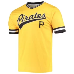 Men's Stitches Gold/Black Pittsburgh Pirates Cooperstown Collection V-Neck Team Color Jersey -Tek Gear Shop 5412313 ALT2