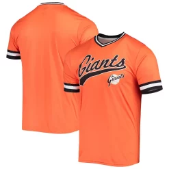 Men's Stitches Orange/Black San Francisco Giants Cooperstown Collection V-Neck Team Color Jersey