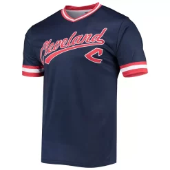 Men's Stitches Navy/Red Cleveland Indians Cooperstown Collection V-Neck Team Color Jersey -Tek Gear Shop 5412593 ALT2