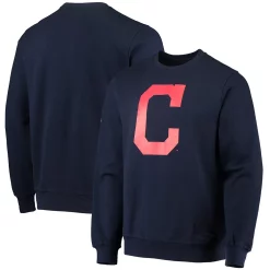 Men's Stitches Navy Cleveland Indians Logo Pullover Sweatshirt