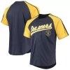 Men's Stitches Navy Milwaukee Brewers Button-Down Raglan Replica Jersey -Tek Gear Shop 5629114