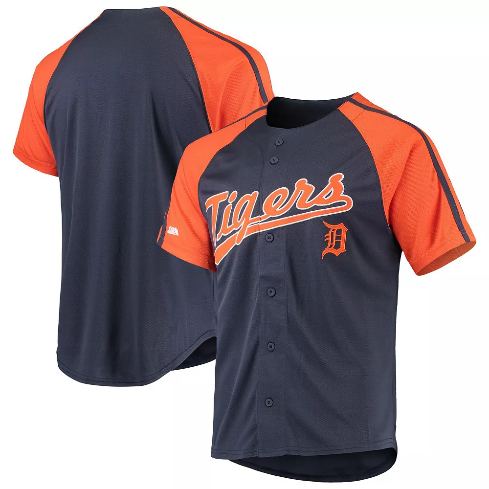 Men's Stitches Navy Detroit Tigers Button-Down Raglan Replica Jersey 4 Men's Stitches Navy Detroit Tigers Button-Down Raglan Replica Jersey - Image 2