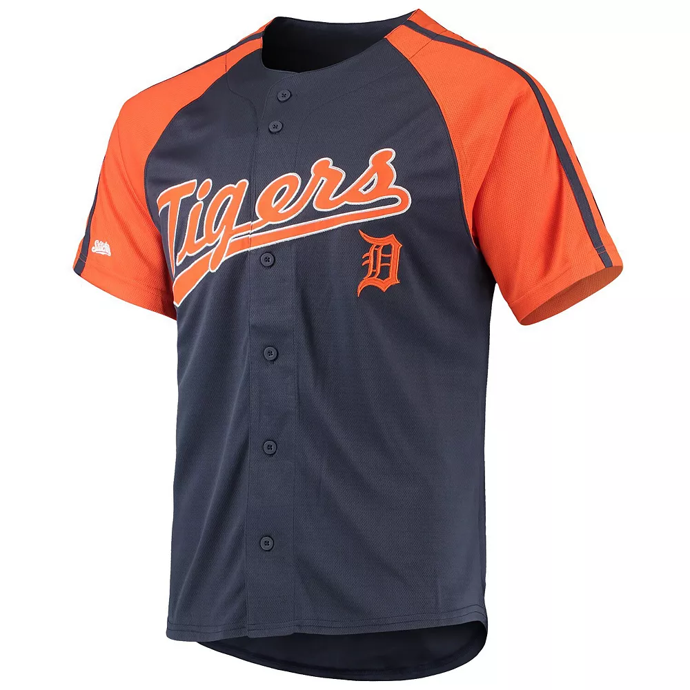 Men's Stitches Navy Detroit Tigers Button-Down Raglan Replica Jersey 5 Men's Stitches Navy Detroit Tigers Button-Down Raglan Replica Jersey - Image 3