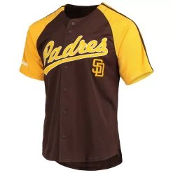 Men's Stitches Brown San Diego Padres Button-Down Raglan Replica Jersey -Tek Gear Shop 5629399 ALT2