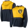 Men's Stitches Navy/Gold Milwaukee Brewers Anorak Hoodie Half-Zip Jacket
