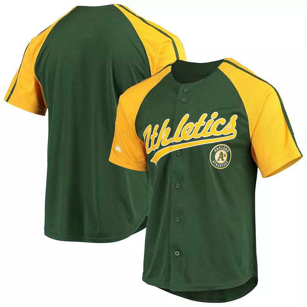 Men's Stitches Green Oakland Athletics Button-Down Raglan Replica Jersey 3 Men's Stitches Green Oakland Athletics Button-Down Raglan Replica Jersey