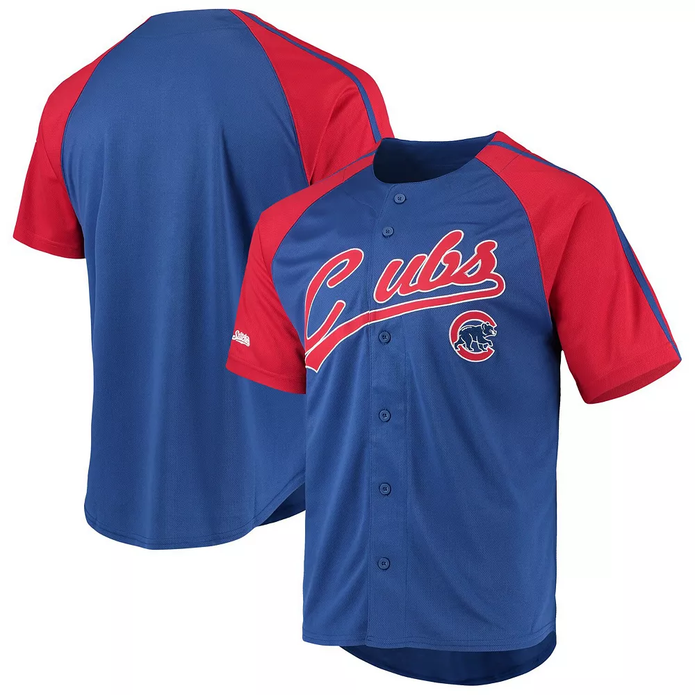 Men's Stitches Royal Chicago Cubs Button-Down Raglan Replica Jersey 3 Men's Stitches Royal Chicago Cubs Button-Down Raglan Replica Jersey