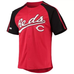 Men's Stitches Red Cincinnati Reds Button-Down Raglan Replica Jersey -Tek Gear Shop 5632893 ALT2