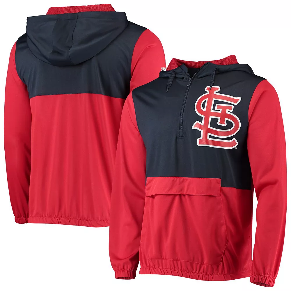Men's Stitches Red/Navy St. Louis Cardinals Anorak Hoodie Half-Zip Jacket 3 Men's Stitches Red/Navy St. Louis Cardinals Anorak Hoodie Half-Zip Jacket