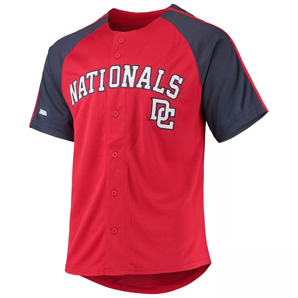 Men's Stitches Red Washington Nationals Button-Down Raglan Replica Jersey 5 Men's Stitches Red Washington Nationals Button-Down Raglan Replica Jersey - Image 3