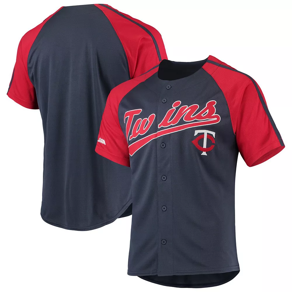 Men's Stitches Navy Minnesota Twins Button-Down Raglan Replica Jersey 3 Men's Stitches Navy Minnesota Twins Button-Down Raglan Replica Jersey