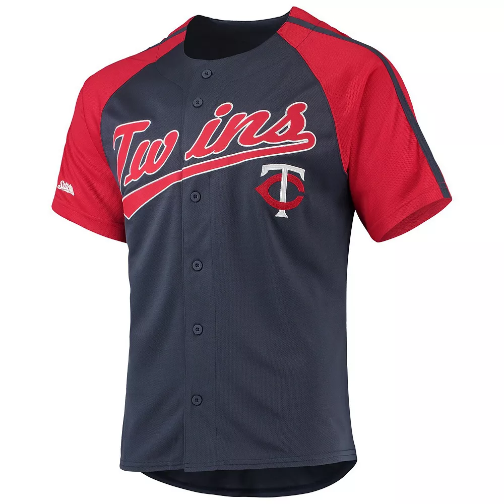 Men's Stitches Navy Minnesota Twins Button-Down Raglan Replica Jersey 5 Men's Stitches Navy Minnesota Twins Button-Down Raglan Replica Jersey - Image 3