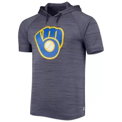 Men's Stitches Navy Milwaukee Brewers Space-Dye Raglan Hoodie T-Shirt -Tek Gear Shop 5679793 ALT2