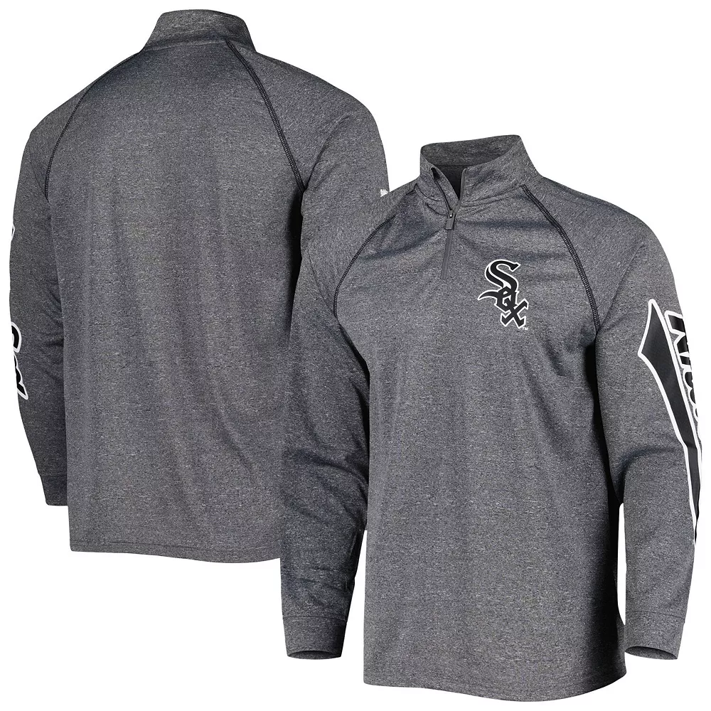 Men's Stitches Heather Gray Chicago White Sox Wordmark Raglan Quarter-Zip Top 4 Men's Stitches Heather Gray Chicago White Sox Wordmark Raglan Quarter-Zip Top - Image 2