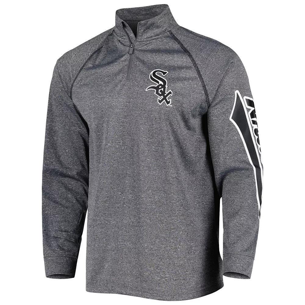 Men's Stitches Heather Gray Chicago White Sox Wordmark Raglan Quarter-Zip Top 5 Men's Stitches Heather Gray Chicago White Sox Wordmark Raglan Quarter-Zip Top - Image 3