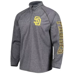 Men's Stitches Heather Gray San Diego Padres Wordmark Raglan Quarter-Zip Top -Tek Gear Shop 6104330 ALT2
