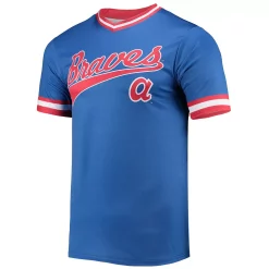 Men's Stitches Royal/Red Atlanta Braves Cooperstown Collection V-Neck Team Color Jersey -Tek Gear Shop 6155662 ALT2