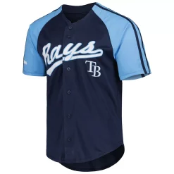 Men's Stitches Navy Tampa Bay Rays Team Button-Down Raglan Replica Jersey -Tek Gear Shop 6186813 ALT2