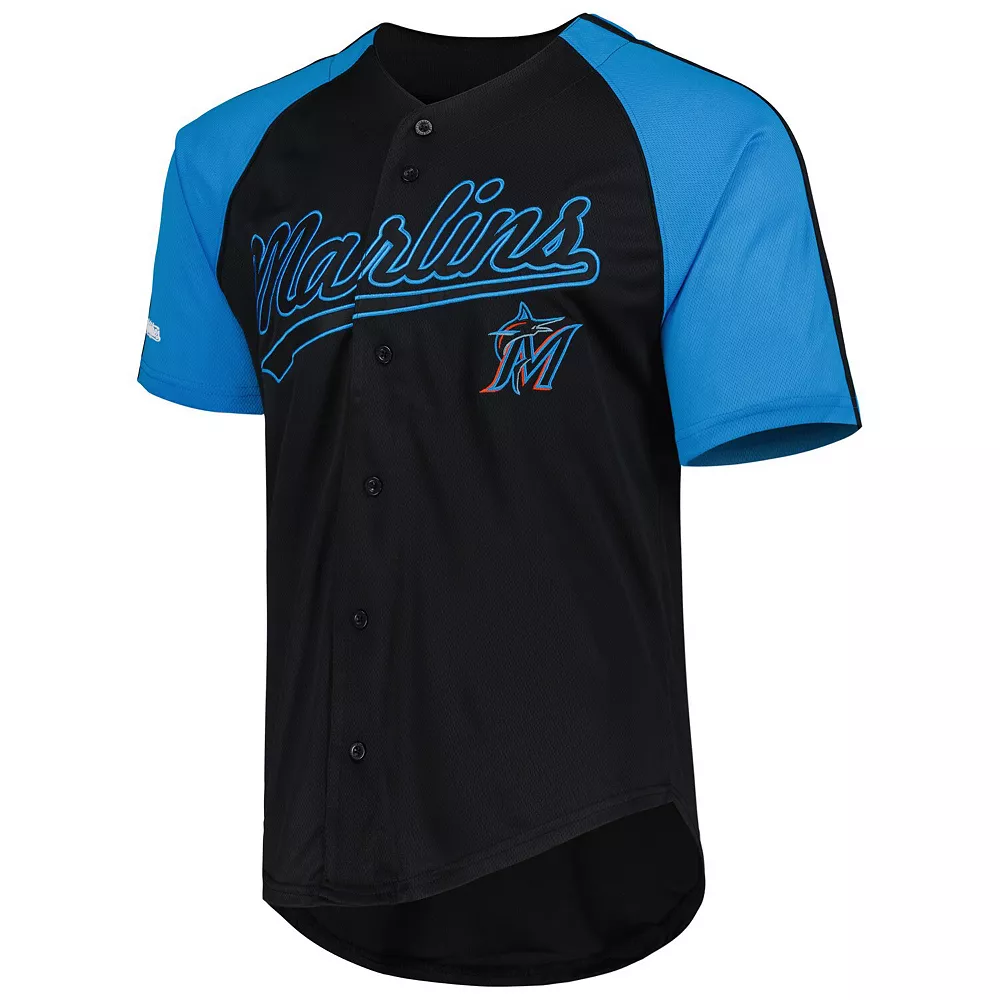 Men's Stitches Black Miami Marlins Team Button-Down Raglan Replica Jersey 5 Men's Stitches Black Miami Marlins Team Button-Down Raglan Replica Jersey - Image 3