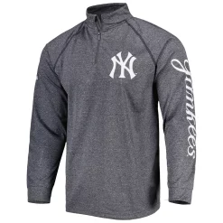 Men's Stitches Heather Gray New York Yankees Wordmark Raglan Quarter-Zip Top -Tek Gear Shop 6187455 ALT2
