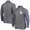 Men's Stitches Heather Gray Los Angeles Dodgers Wordmark Raglan Quarter-Zip Top -Tek Gear Shop 6187463