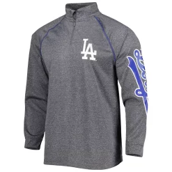 Men's Stitches Heather Gray Los Angeles Dodgers Wordmark Raglan Quarter-Zip Top -Tek Gear Shop 6187463 ALT2